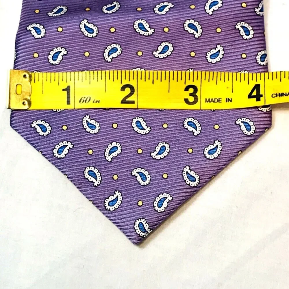 Meeting Street Tie Repp Weave Lavender Purple Paisley Dot Handmade Silk Summery